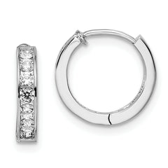 Kelly Waters Rhodium-plated Channel Set Clear CZ Huggie Earrings