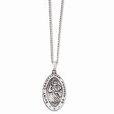 24in Rhodium-Plated Large Oval St. Christopher Medal Necklace for Unisex
