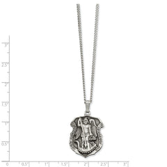 24in Rhodium-plated Kelly Waters St. Michael Medal Necklace