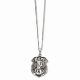 Rhodium-Plated St. Michael Medal Necklace 24 Elegant Unisex Design