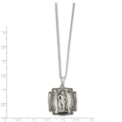 24in Rhodium-plated Kelly Waters St. Florian Medal Necklace