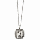 Rhodium-Plated St. Florian Medal Necklace 24in Elegant Design by Sophia Jewelers