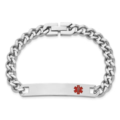 Kelly Waters Stainless Steel Red Epoxy Medical ID 7.25 inch Engravable Bracelet