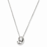 Rhodium-Plated CZ Half Moon Pendant Necklace by Sophia Jewelers