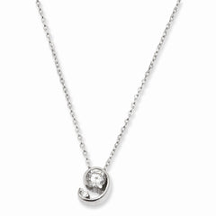 Rhodium-Plated CZ Half Moon Pendant Necklace by Sophia Jewelers