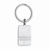 Rhodium-Plated Men's Key Ring with Satin Finish Polished End