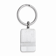 Rhodium-Plated Men's Key Ring with Satin Finish Polished End
