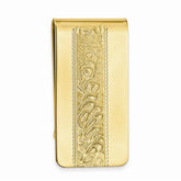 Gold-Plated Men's Money Clip with Swirl Center Elegant Design