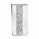 Rhodium-Plated Men's Money Clip with Swirl Design Elegance