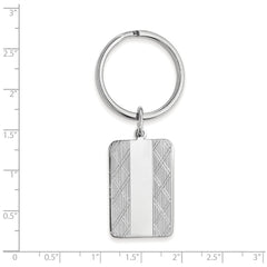 Rhodium-plated Kelly Waters Key Ring with X pattern Sides