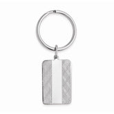 Rhodium-Plated Men's Key Ring with X Pattern Elegant Design