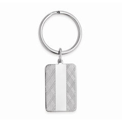 Rhodium-Plated Men's Key Ring with X Pattern Elegant Design