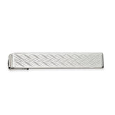 Rhodium Polished Men's Chevron Tie Bar Engravable Gift Ready