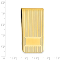 Gold-plated Kelly Waters Money Clip with Lines and Bottom Rectangle
