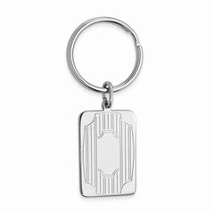 Rhodium-Plated Men's Key Ring with Sleek Lines and Sophisticated Design