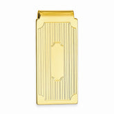 Gold-Plated Men's Money Clip with Line Detailing and Elegant Cut Corners