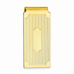Gold-Plated Men's Money Clip with Line Detailing and Elegant Cut Corners