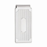 Rhodium-Plated Men's Money Clip with Modern Lines by Sophia Jewelers