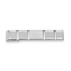 Sophia Jewelers Rhodium-Plated Men's Tie Bar with Polished Engravable Finish