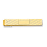 Gold-Plated Men's Tie Bar with Polished Finish and Engravable Center