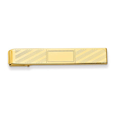 Gold-Plated Men's Tie Bar with Polished Finish and Engravable Center