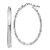 14K White Gold Polished Oval Hoop Earrings