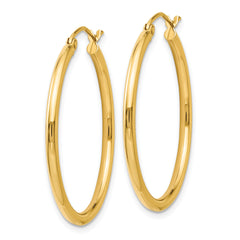 14K Gold Polished Hoop Earrings with Hollow Lightweight Design 30mm