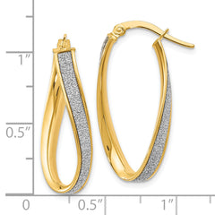 14K Gold Polished Oval Twist Hoop Earrings with Glimmer Finish, Nickel-Free
