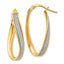 14K Polished Glimmer Infused Oval Twist Hoop Earrings