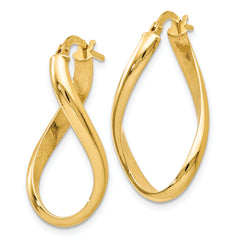 14K Gold Polished Twisted Oval Hoop Earrings for Women Elegant & Lightweight