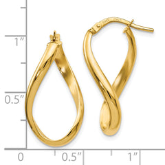 14K Gold Polished Twisted Oval Hoop Earrings for Women Elegant & Lightweight
