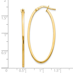 14K Gold Polished Oval Hoop Earrings with Hollow Tubing Design 40mm