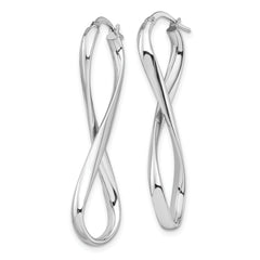 14K White Gold Infinity Hoop Earrings with Polished Twisted Design