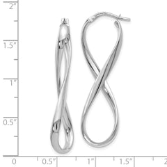 14K White Gold Infinity Hoop Earrings with Polished Twisted Design