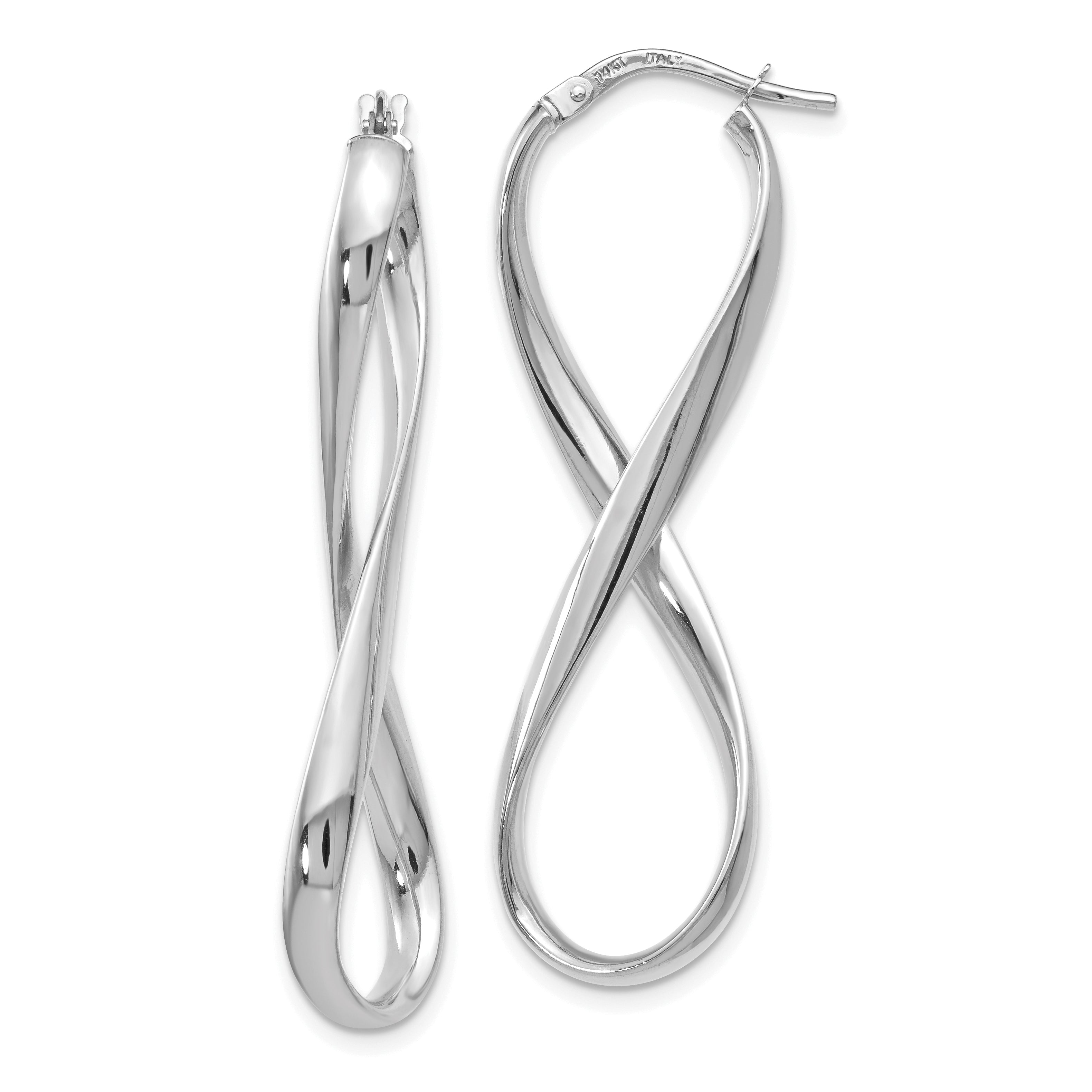14K White Gold Polished Infinity Hoop Earrings