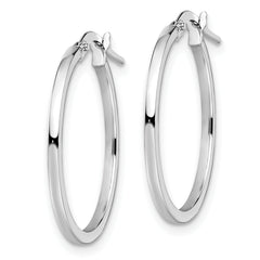 14K White Gold Polished Hoop Earrings with Rhodium Finish Elegant Hollow Design