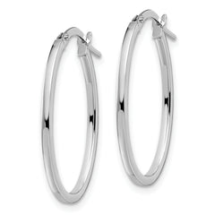 14K White Gold Polished Oval Hoop Earrings with Rhodium Finish  Elegant & Lightweight
