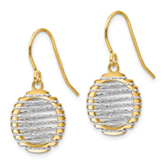 14K Two-Tone Gold Wire Wrapped Dangle Earrings with Polished Finish