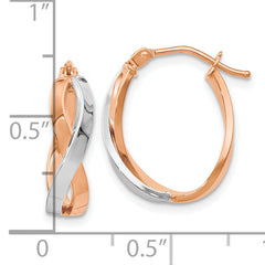 14K Rose Gold Two-Tone Polished Hinged Hoop Earrings for Women