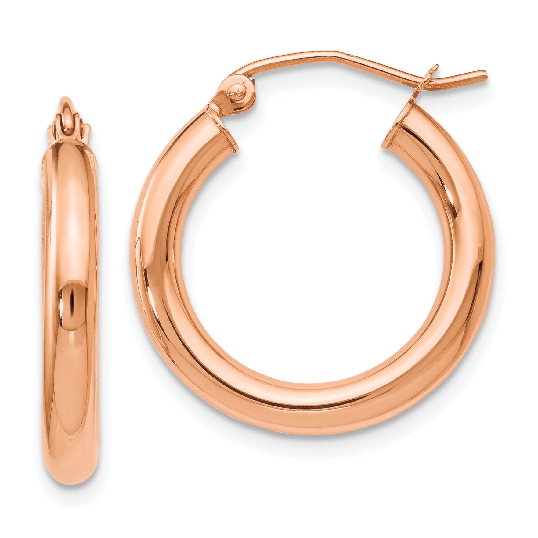 14K Rose Gold 3mm Polished Hoop Earrings