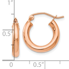 14K Rose Gold Polished 3mm Hoop Earrings with Lifetime Guarantee