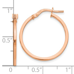 14K Rose Gold Polished Hoop Earrings with Hollow Design Elegant and Timeless for Women