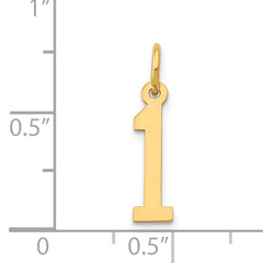 14K Gold Polished Number 1 Charm Laser Cut, Small, Elegant Design