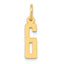 14k Small Elongated Number 6 Charm