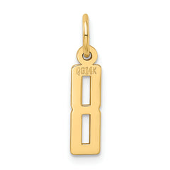 14K Gold Polished Elongated Number 8 Charm Small, Laser-Cut Design
