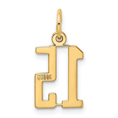 14K Gold Polished Elongated Charm with Laser Cut Detailing