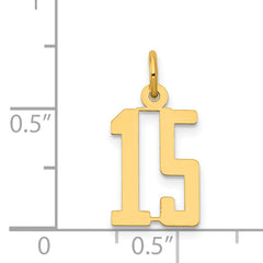 14K Gold Polished Elongated Charm with Laser Cut Detailing