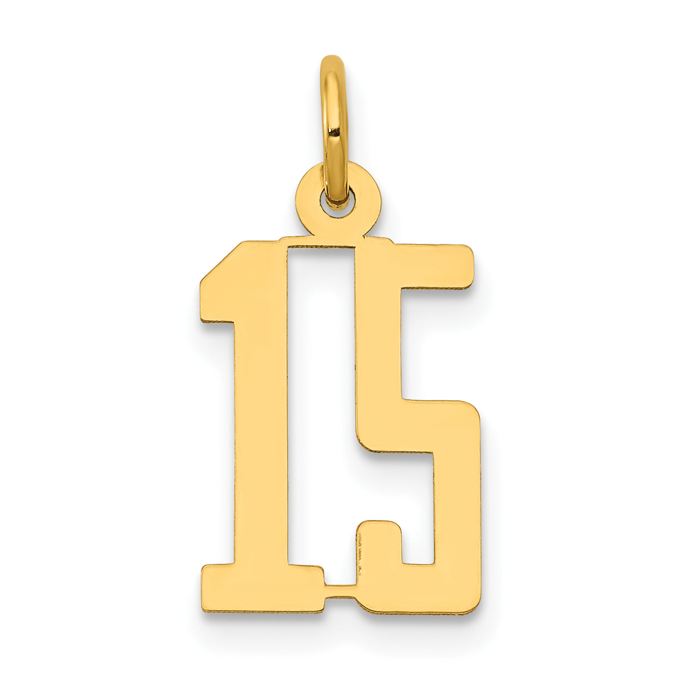 14k Small Elongated Number 15 Charm