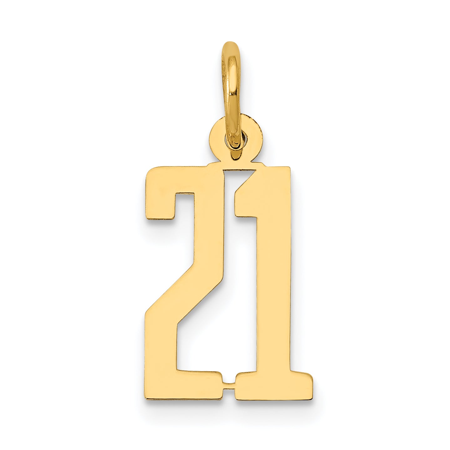 14k Small Elongated Number 21 Charm