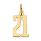 14k Small Elongated Number 21 Charm